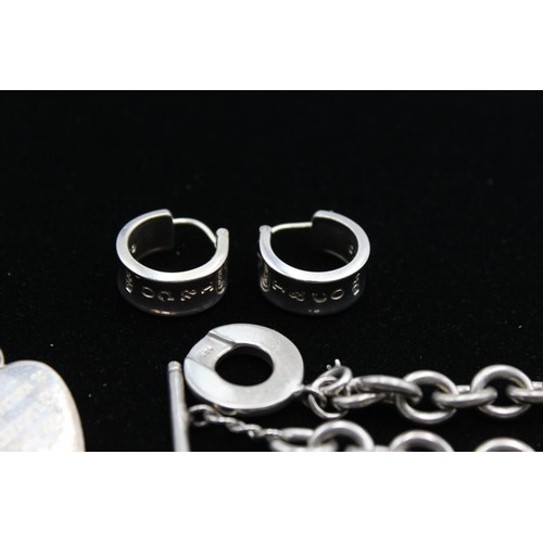 93 - 4 x Retro Fashion JEWELLERY , Bracelet, Silver Tone, Earrings, Pendant, T-Bar