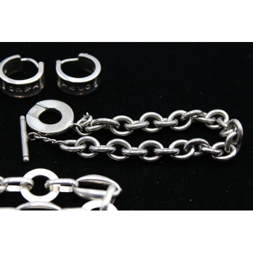 93 - 4 x Retro Fashion JEWELLERY , Bracelet, Silver Tone, Earrings, Pendant, T-Bar