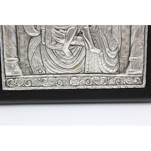 121 - Stamped .950 SILVER Byzantine Icon of Virgin Mary & Jesus Christ (728g)