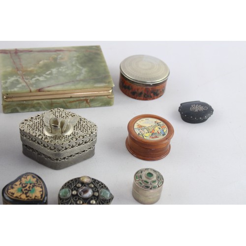 134 - 10 x Antique / Vintage TRINKET BOXES Inc Papier Mache, Silver Plate Etc