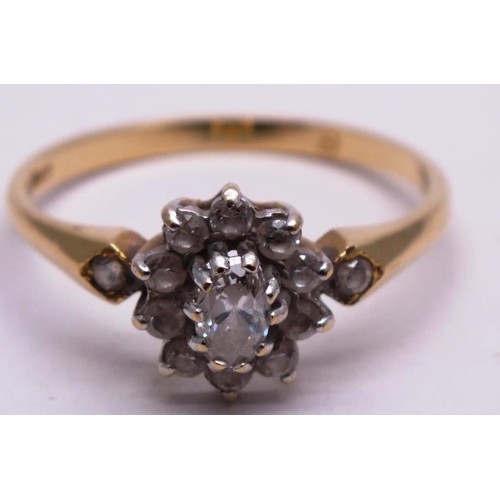 432 - 18CT GOLD AND CZ RING - SIZE O- 2.4G