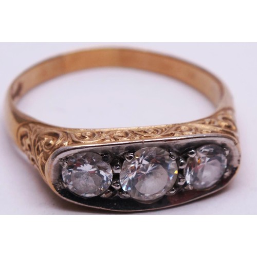 434 - 9CT GOLD TRILOGY RING - SIZE Z+3- 6G