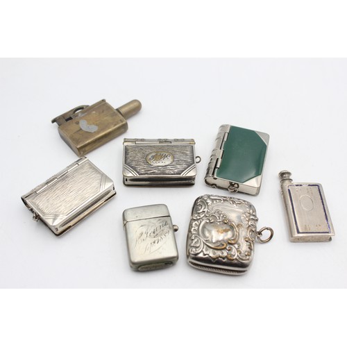 67 - 7 x Antique / Vintage TOBACCIANA Includes Vesta Cases, Silver Plate, Brass Etc