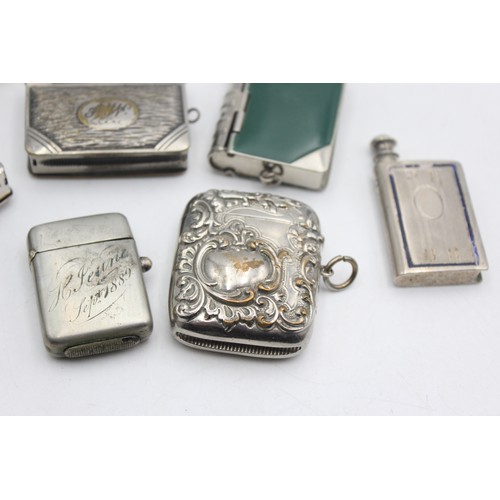 67 - 7 x Antique / Vintage TOBACCIANA Includes Vesta Cases, Silver Plate, Brass Etc