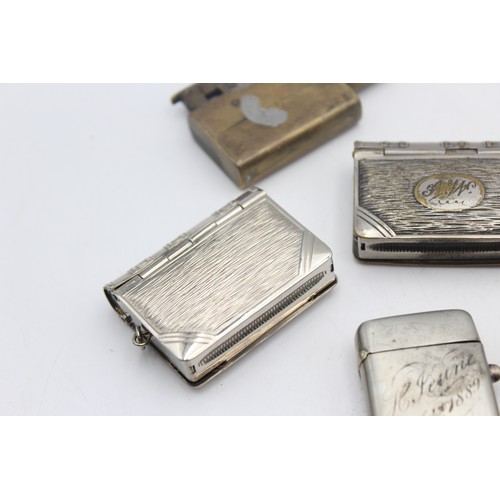 67 - 7 x Antique / Vintage TOBACCIANA Includes Vesta Cases, Silver Plate, Brass Etc