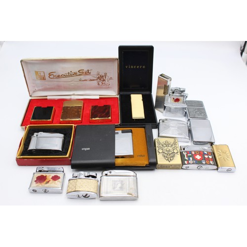 87 - 15 x Assorted Vintage BRANDED Cigarette LIGHTERS Inc Boxed, Win, Mosda Etc