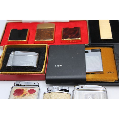 87 - 15 x Assorted Vintage BRANDED Cigarette LIGHTERS Inc Boxed, Win, Mosda Etc