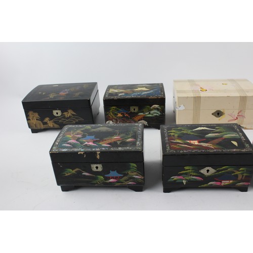102 - 9 x Vintage Oriental Musical Decorative JEWELLERY BOXES Inc Abalone Shell Etc