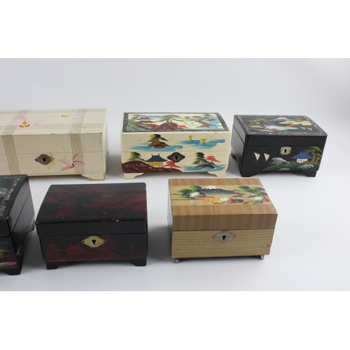 102 - 9 x Vintage Oriental Musical Decorative JEWELLERY BOXES Inc Abalone Shell Etc