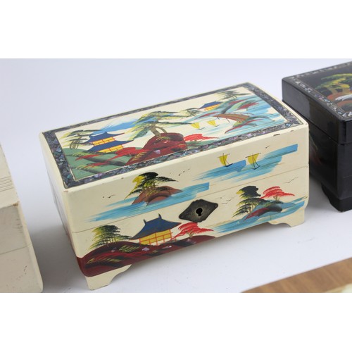 102 - 9 x Vintage Oriental Musical Decorative JEWELLERY BOXES Inc Abalone Shell Etc