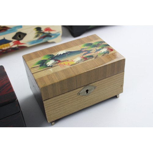 102 - 9 x Vintage Oriental Musical Decorative JEWELLERY BOXES Inc Abalone Shell Etc