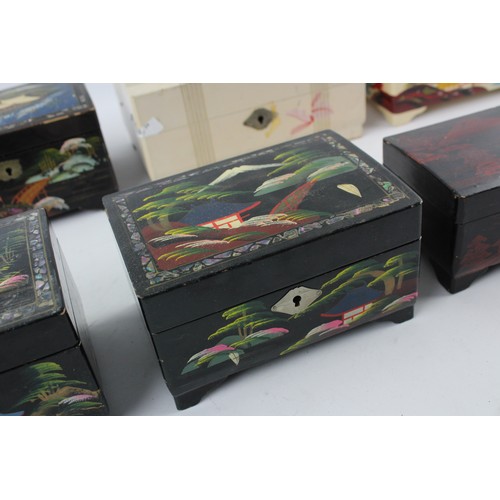 102 - 9 x Vintage Oriental Musical Decorative JEWELLERY BOXES Inc Abalone Shell Etc