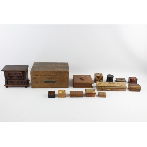 110 - 14 x Assorted Vintage Decorative WOODEN BOXES Inc Jewellery, Souvenir, Jerusalem