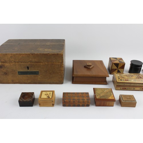 110 - 14 x Assorted Vintage Decorative WOODEN BOXES Inc Jewellery, Souvenir, Jerusalem