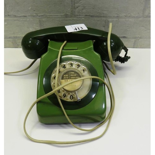 413 - VINTAGE DARK GREEN TELEPHONE