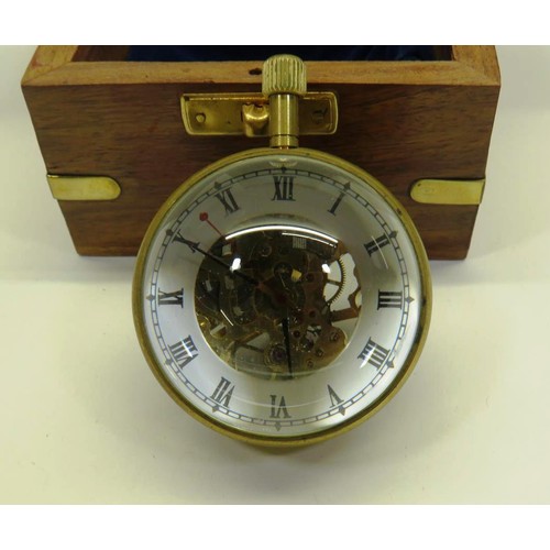 416 - SKELETON LENS CLOCK IN BOX