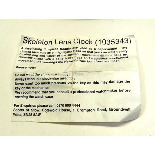 416 - SKELETON LENS CLOCK IN BOX