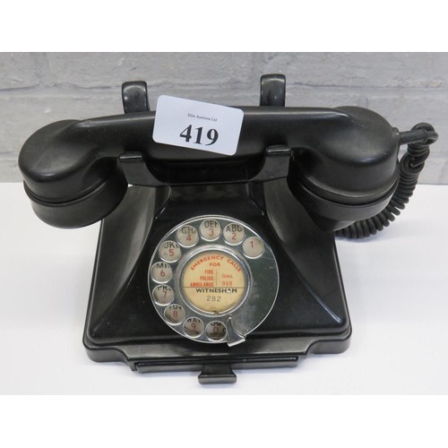 419 - VINTAGE BLACK TELEPHONE