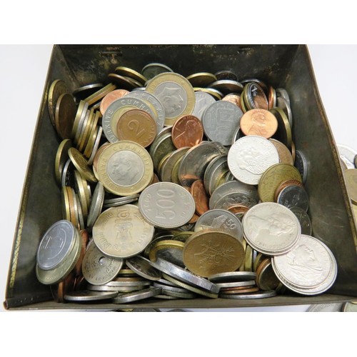 407 - OLD OXO TIN OF COINS