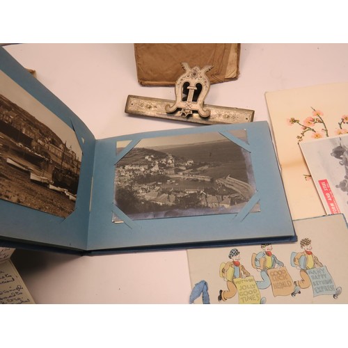 412 - VINTAGE POSTCARD ALBUM AND MILITARY RELATED EPHEMERA