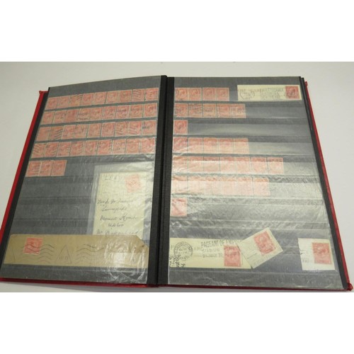 484 - GB GV STAMPS USED IN RED STOCKBOOK