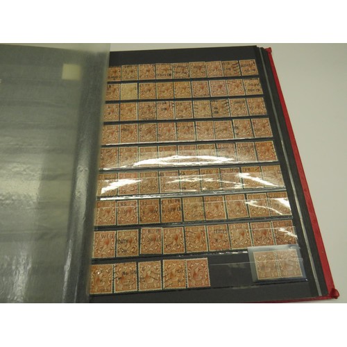 484 - GB GV STAMPS USED IN RED STOCKBOOK