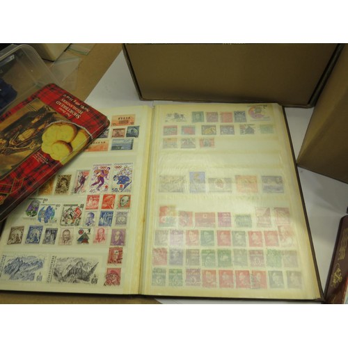 495 - COLLECTION OF STAMPS IN TINS, ALBUMS AND PRESENTATION PACKS