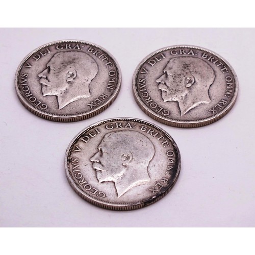 244 - 3X SILVER HALFCROWN COINS 1911,1914,1915