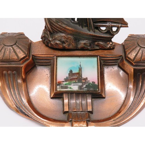 293 - VINTAGE NAUTICAL FRENCH COPPER INKWELL