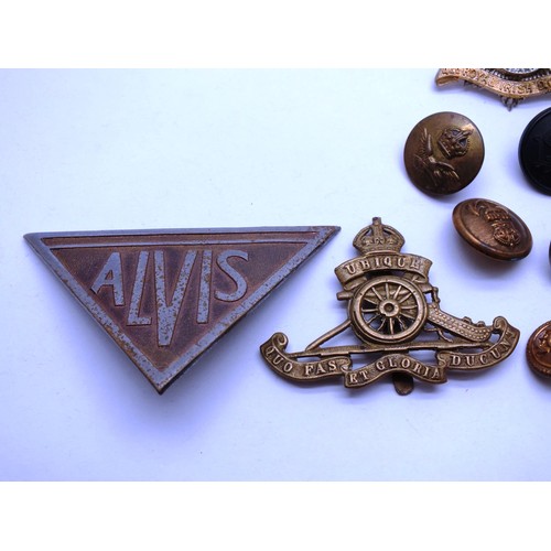 256 - VARIOUS MEDALS, BADGES AND BUTTONS ETC