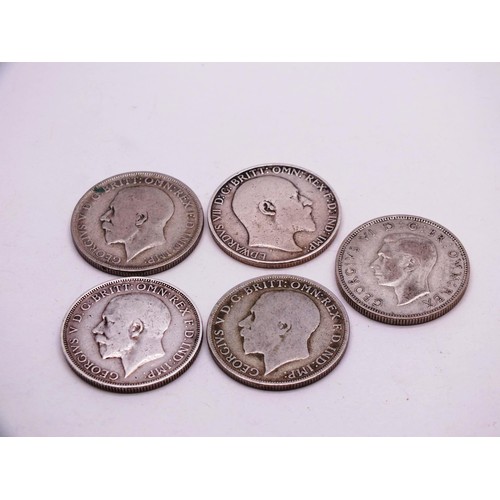 252 - FIVE SILVER ONE FLORIN COINS