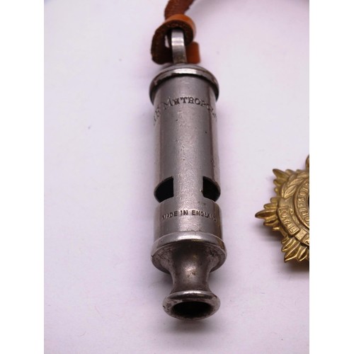 253 - OLD METROPOLITAN POLICE WHISTLE AND WWII SERVICE MEDAL