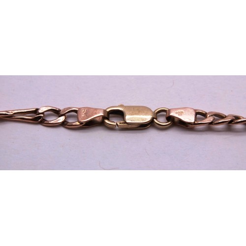 270 - 9ct ROSE GOLD CURB FIGARO BRACELET 2.4g, 7.5