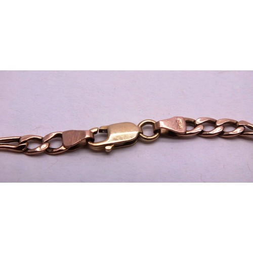 270 - 9ct ROSE GOLD CURB FIGARO BRACELET 2.4g, 7.5