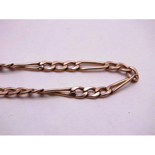 270 - 9ct ROSE GOLD CURB FIGARO BRACELET 2.4g, 7.5