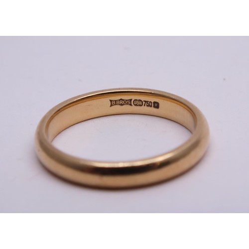 272 - 18K 750 GOLD BAND RING SIZE O