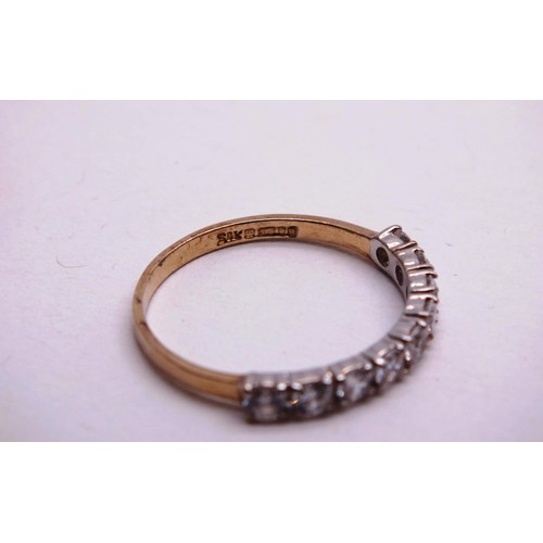 328 - 9CT GOLD CZ HALF ETERNITY RING SIZE Q, 1.5g