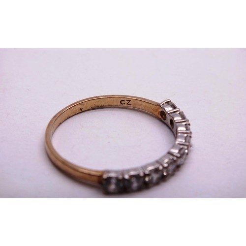 328 - 9CT GOLD CZ HALF ETERNITY RING SIZE Q, 1.5g