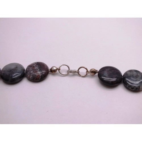 443 - LARGE STONE SET NECKLACE UNMARKED SILVER CLASP