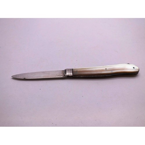 474 - STERLING SILVER AND MOTHER AND PEARL FRUIT KNIFE BIRMINGHAM 1895