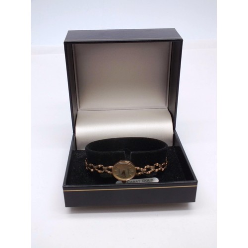 504 - 9CT LADIES WATCH AND 9CT BRACELET IN BOX