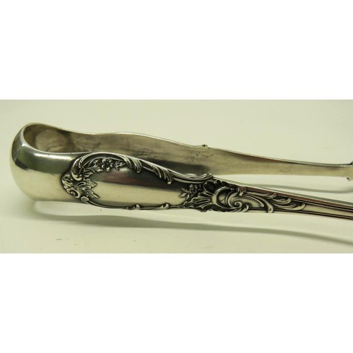 429 - ANTIQUE LARGE FRENCH SILVER LIONS PAW ICE TONGS IN ORIGINAL PRESENTATION BOX