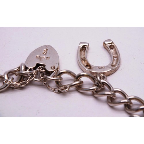 354 - VINTAGE SILVER CHARM BRACELET 66g