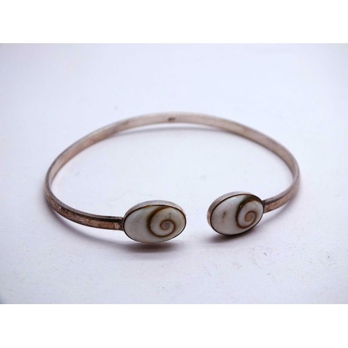 357 - THREE SILVER BANGLES 62g