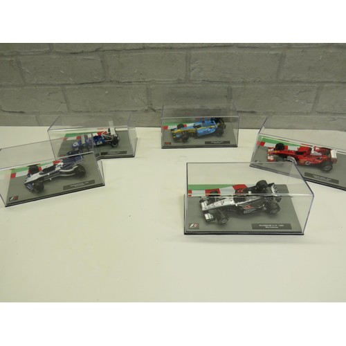 537 - FIVE DIECAST- 69 MATRA, 04 RENAULT, 83 BRABHAM,04 FERRARI AND 99 MACLAREN