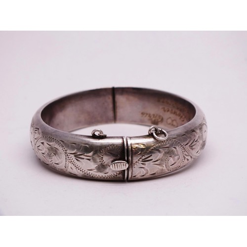 363 - THREE SILVER BANGLES 48g