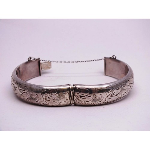 363 - THREE SILVER BANGLES 48g