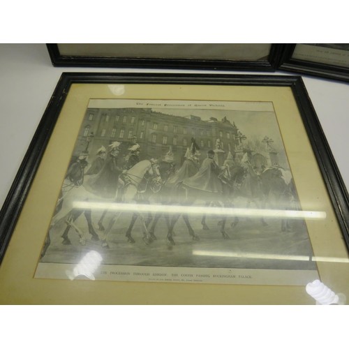 550 - FOUR FRAMED PRINTS OF QUEEN VICTORIA'S FUNERAL- LONDON 1901