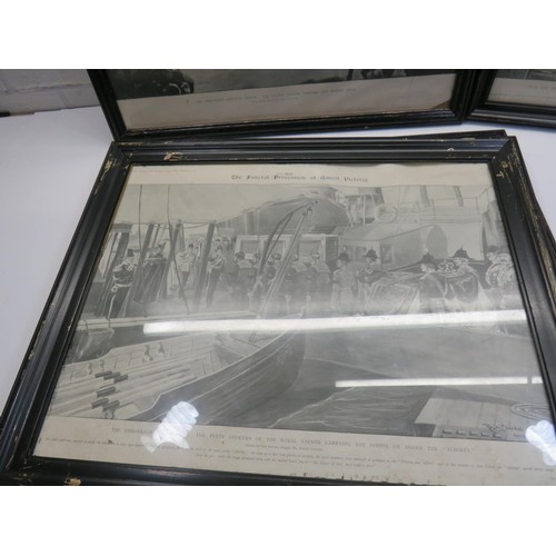 550 - FOUR FRAMED PRINTS OF QUEEN VICTORIA'S FUNERAL- LONDON 1901