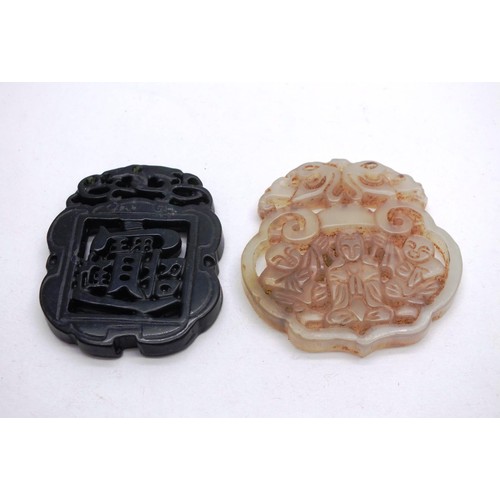 383 - TWO ORIENTAL SOAPSTONE PENDANTS